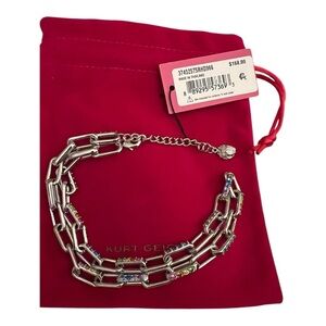 KURT GEIGER LONDON NWT Gorgeous Silver tone & Rainbow Pave Crystal Link Necklace